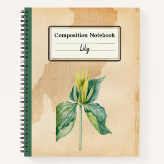 Hand Drawn Wake Robin Personalised Composition Notebook