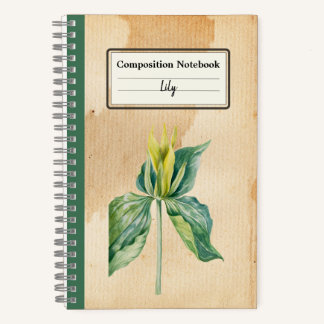 Hand Drawn Wake Robin Personalised Composition Notebook