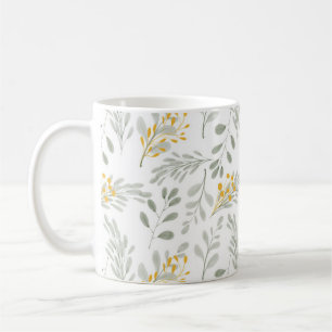 Hand Drawn Watercolor Golden with Leaves Coffee Mug