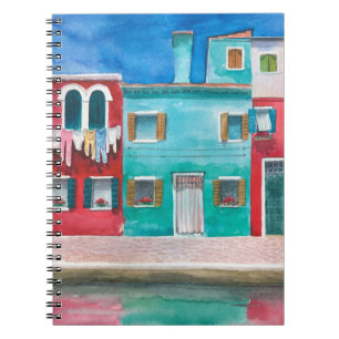 Hand drawn watercolor Italy landscape Notebook