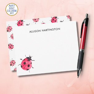 Hand-Drawn Watercolor Ladybug Whimsical Insect Card