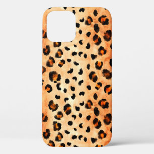 Hand drawn watercolor leopard pattern. Exotic fur iPhone 12 Case