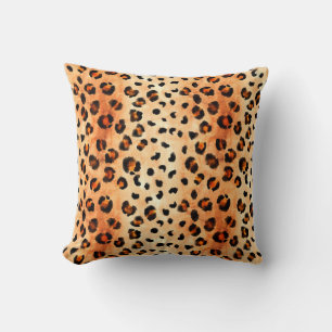 Hand drawn watercolor leopard pattern. Exotic fur Cushion