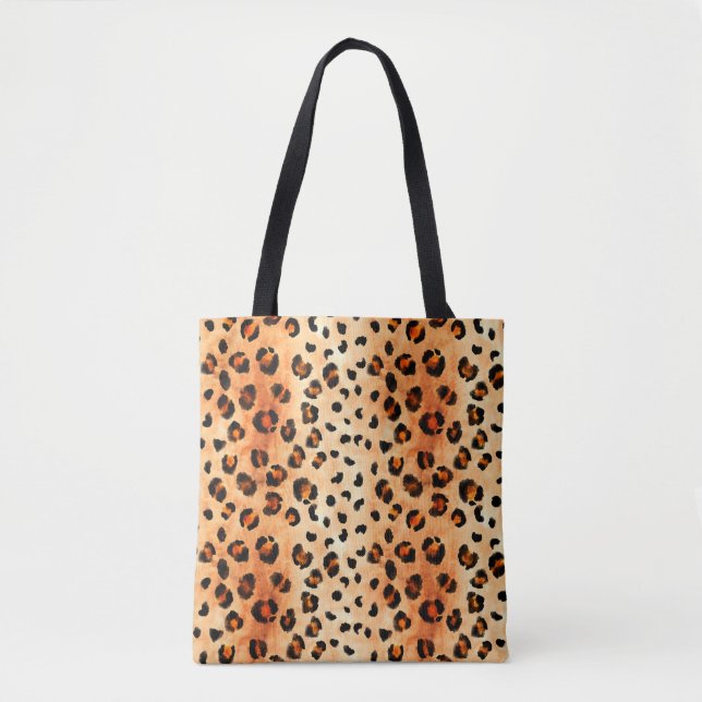 Hand drawn watercolor leopard pattern. Exotic fur  Tote Bag (Front)