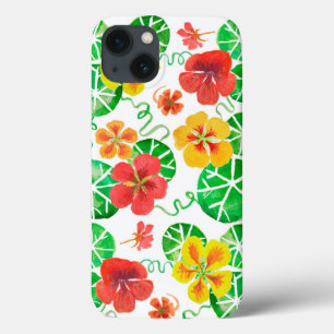 Hand-drawn Watercolor Nasturtium Flowers iPhone 13 Case