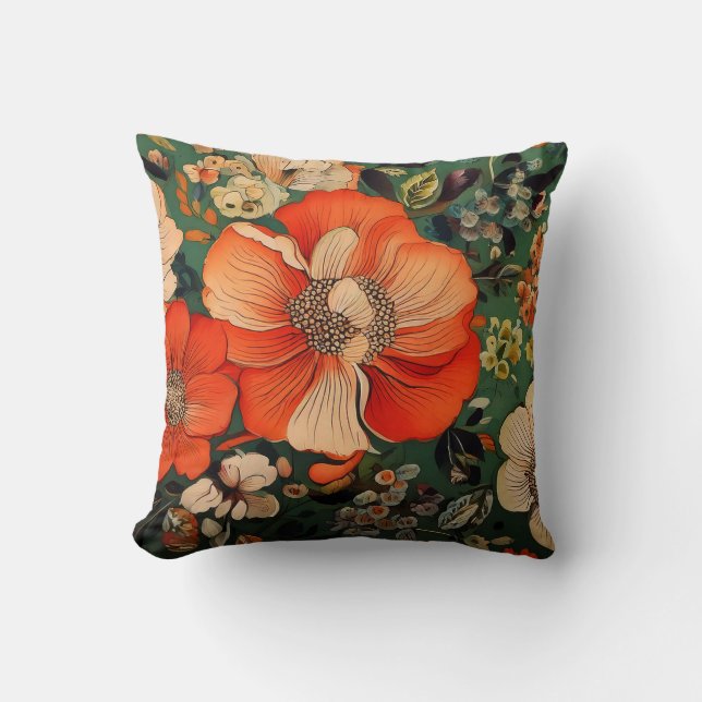 Hand drawn watercolor seamless Floral Pattern Cushion (Front)