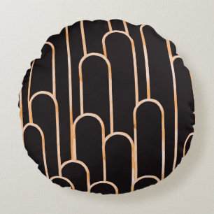 Hand drawn watercolor seamless pattern, geometrica round cushion