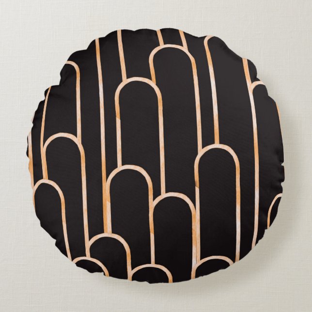 Hand drawn watercolor seamless pattern, geometrica round cushion (Front)