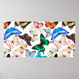 Hand drawn watercolor seamless pattern with colorf poster
