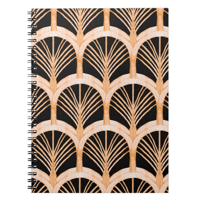 Hand drawn watercolor seamless pattern with gold i notebook (Front)