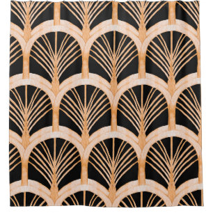 Hand drawn watercolor seamless pattern with gold i shower curtain