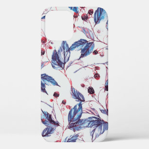 Hand-drawn watercolor seamless pattern with natura iPhone 12 case