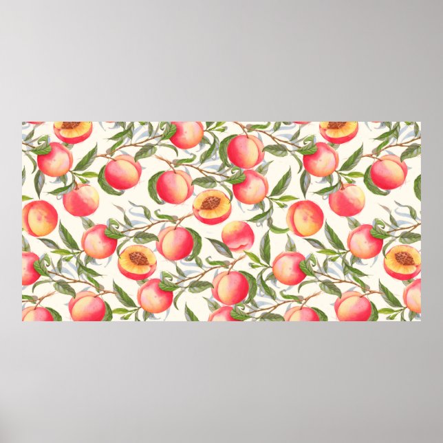 Hand-drawn watercolor seamless pattern with orange poster (Front)