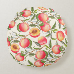 Hand-drawn watercolor seamless pattern with orange round cushion