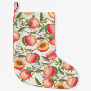 Hand-drawn watercolor seamless pattern with orange small christmas stocking