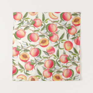 Hand-drawn watercolor seamless pattern with orange tapestry