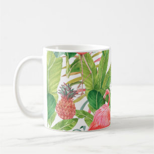 Hand drawn watercolor seamless pattern with pink f coffee mug