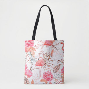 Hand drawn watercolor seamless pattern with pink f tote bag