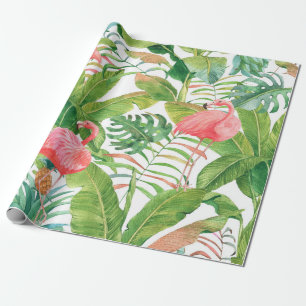 Hand drawn watercolor seamless pattern with pink f wrapping paper