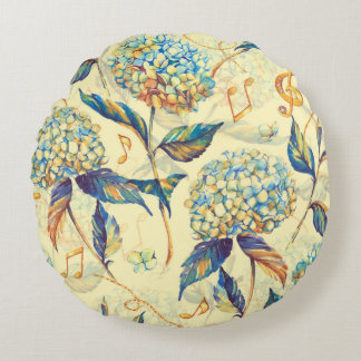 Hand-drawn watercolor seamless pattern with summer round cushion