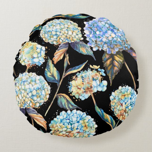Hand-drawn watercolor seamless pattern with white  round cushion (Front)