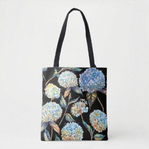 Hand-drawn watercolor seamless pattern with white  tote bag