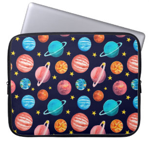 Hand drawn watercolor seamless square Space patter Laptop Sleeve