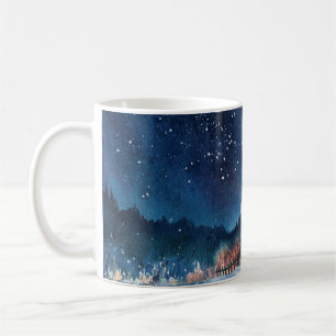 Hand drawn watercolor winter landscape coffee mug