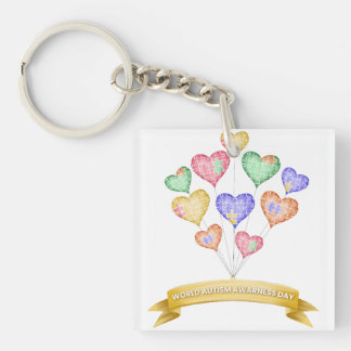 Hand Drawn Watercolor World Autism Awareness Day Key Ring