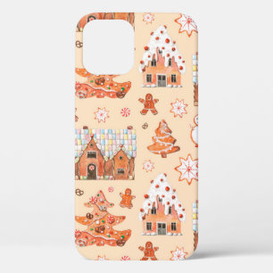 Hand drawn watercolour seamless pattern of gingerb iPhone 12 case