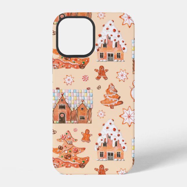 Hand drawn watercolour seamless pattern of gingerb iPhone case (Back)