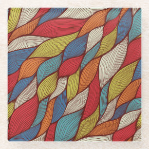 Hand-Drawn Waves: Abstract Seamless Background. Glass Coaster