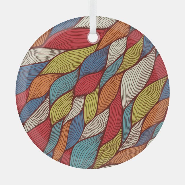 Hand-Drawn Waves: Abstract Seamless Background. Glass Tree Decoration (Front)