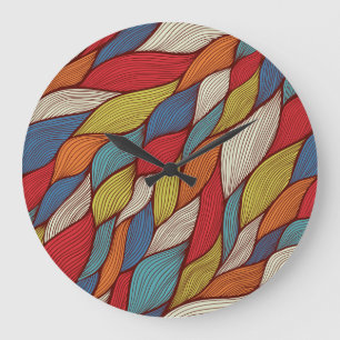 Hand-Drawn Waves: Abstract Seamless Background. Large Clock