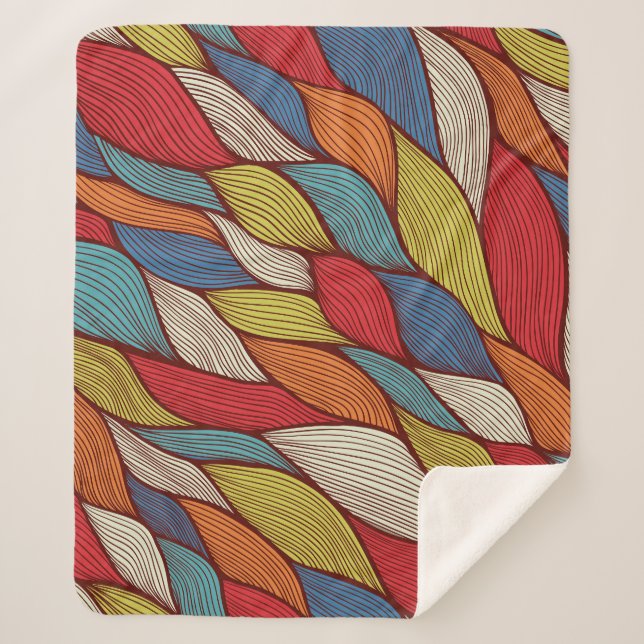 Hand-Drawn Waves: Abstract Seamless Background. Sherpa Blanket (Front)