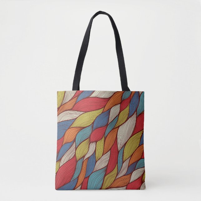 Hand-Drawn Waves: Abstract Seamless Background. Tote Bag (Front)