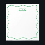 Hand Drawn Wavy Border Bright Green Personalised Notepad<br><div class="desc">This personalised notepad features a "groovy" design in blue or any colour you choose. Use the template form to add your personalisation.</div>