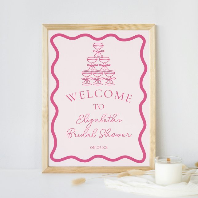 Hand Drawn Wavy Frame & Champagne Tower Welcome Poster (Creator Uploaded)