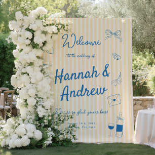Hand Drawn Wedding Backdrop Tapestry