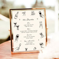 Hand Drawn Wedding Bar Drink Menu