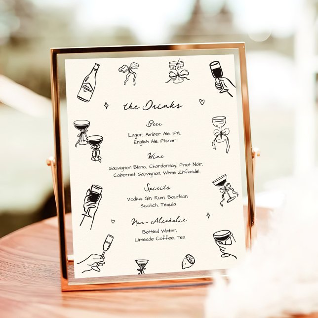 Hand Drawn Wedding Bar Drink Menu Poster (Creator Uploaded)