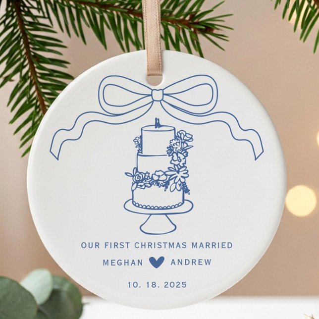 Hand Drawn Wedding Cake Ceramic Ornament (Creator Uploaded)