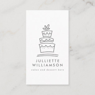 Hand Drawn Wedding Cake Watercolor Business Card