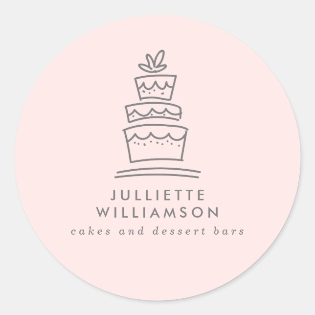 Hand Drawn Wedding Cake Watercolor Classic Round Sticker (Front)
