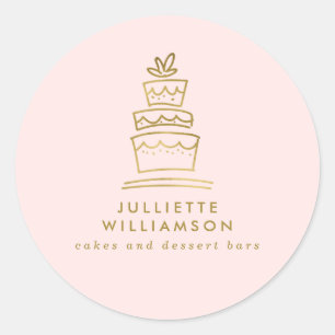 Hand Drawn Wedding Cake Watercolor Classic Round Sticker
