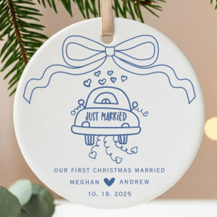 Hand Drawn Wedding  Ceramic Ornament