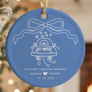Hand Drawn Wedding  Ceramic Ornament