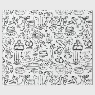 hand drawn wedding marriage vegan vegetarian wrapping paper