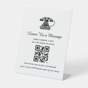 Hand Drawn Wedding Message QR Code Pedestal Sign