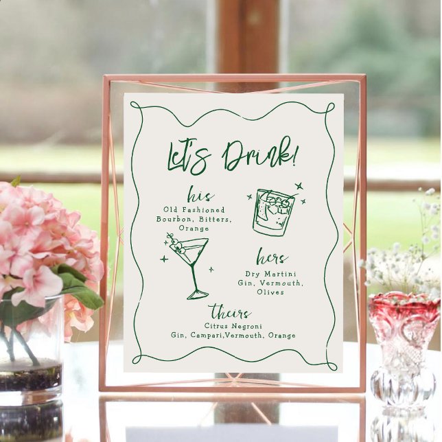 Hand drawn wedding Signature Cocktails Drink Table Poster (Creator Uploaded)